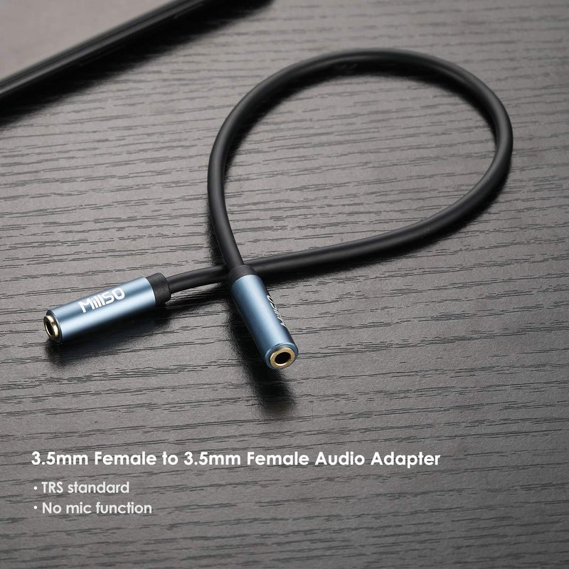 MillSO 1/8" 3.5mm Female to Female Adapter Cable TRS Premium Stereo Gold-Plated Audio AUX Cord Connectors for Headphones, Car Stereo, or Home HiFi Sound System - 15cm/6inch - Image 2